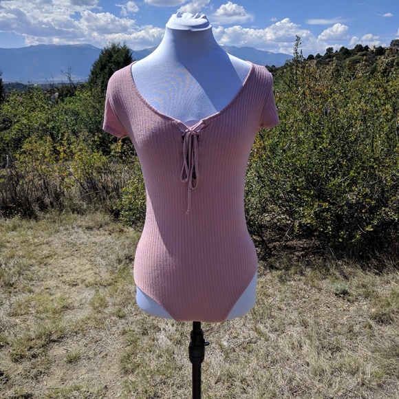 Me to We Other - Me to We Pink Lace Front Bodysuit